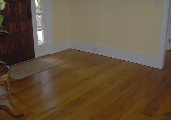 White Oak flooring, remilled from log house and barn timbers.